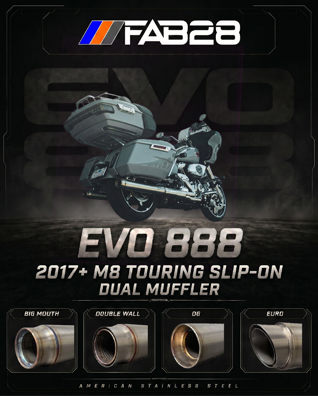 Fab28 Industries - Harley Davidson M8 Bagger Aftermarket Exhaust