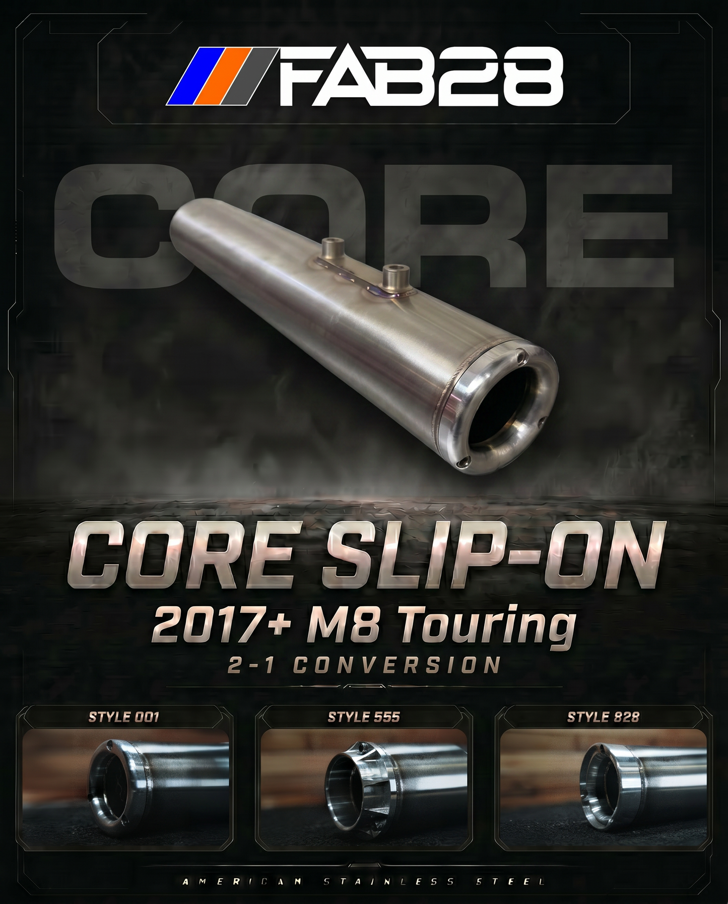 CORE - M8 Touring 2017+ Slip-On - 2-1 Conversion